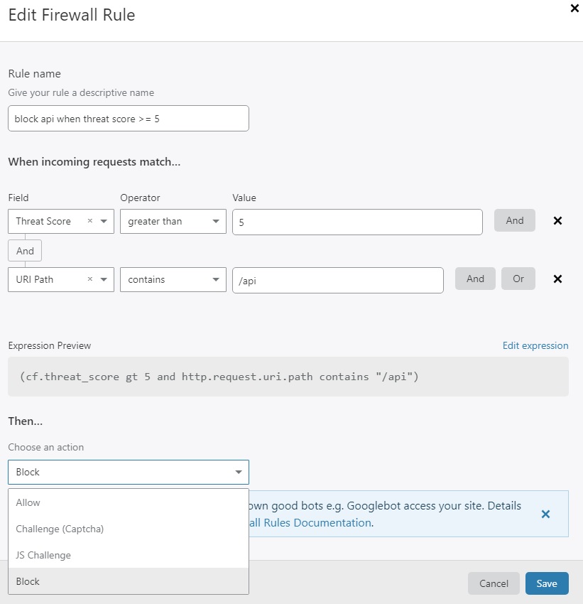 cloudflare-firewall-edit Protect Your VPS by Enabling the Firewall Rules and User Agent Blocking using CloudFlare Cloudflare CDN VPS Knowledgebase 